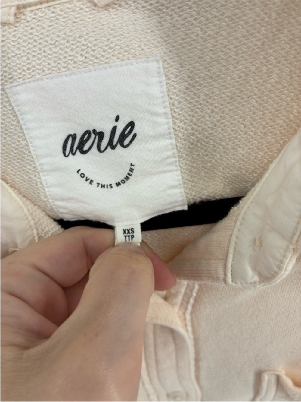 aerie Cream Button-Up Shacket Spring Minimalist - Picture 4 of 8